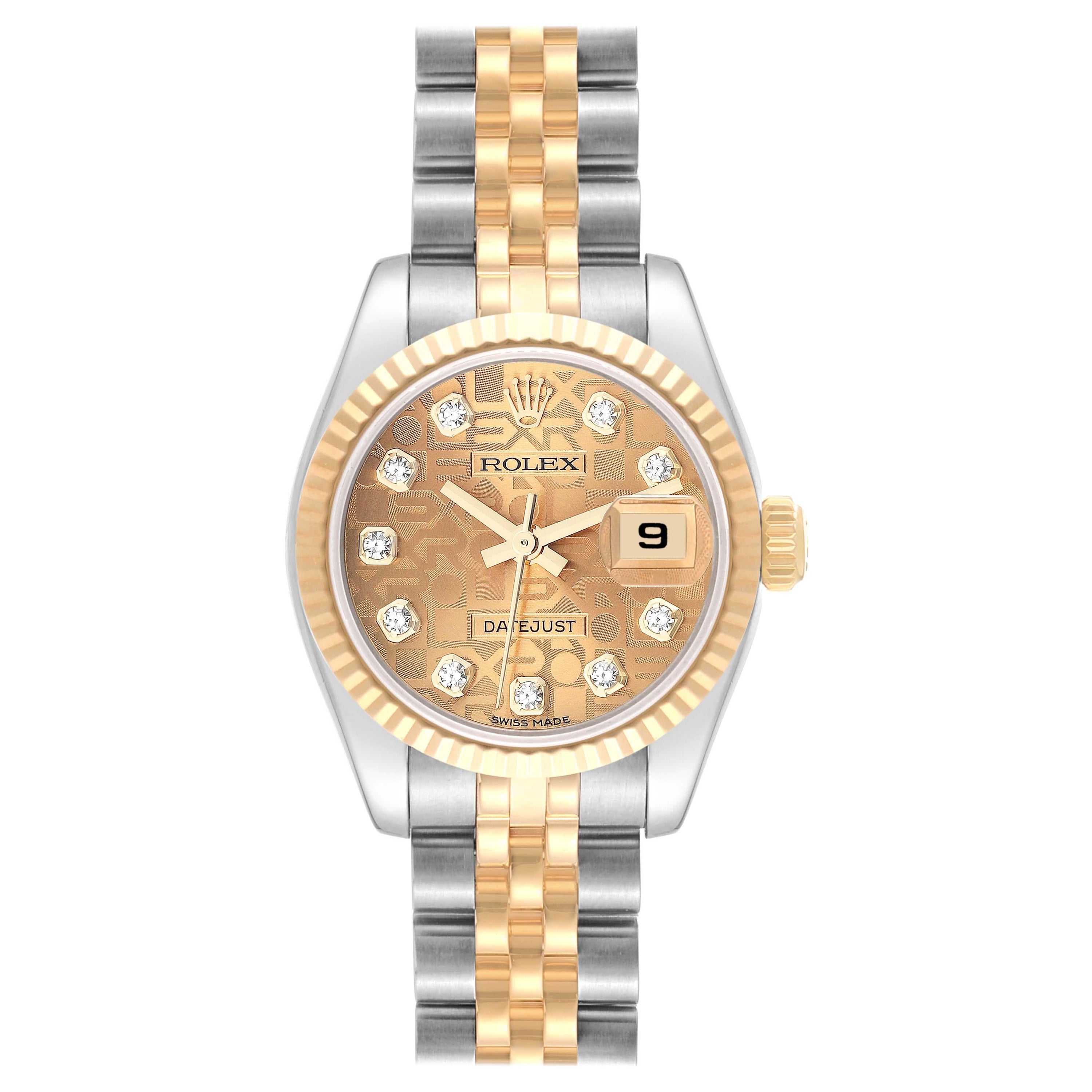 Rolex Datejust Diamond Anniversary Dial Steel Yellow Gold Ladies Watch 179173