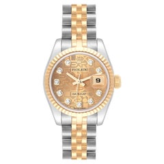 Rolex Montre Datejust anniversaire avec cadran en acier et or jaune pour femmes 179173