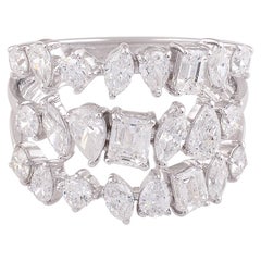 2.7 Carat Multi Shape Diamond Designer Ring 14 Karat White Gold Handmade Jewelry