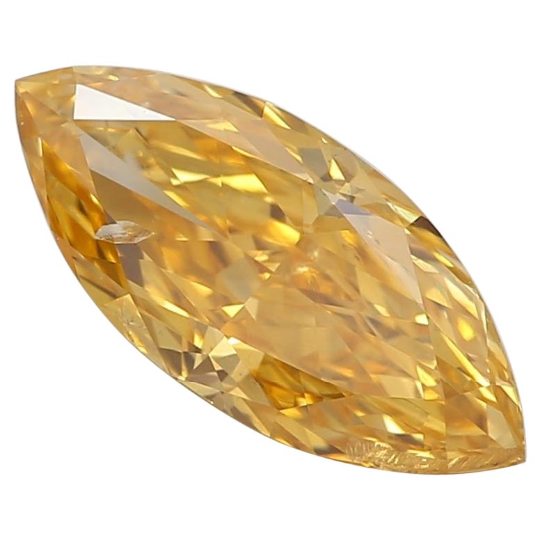 0.69-CARAT, FANCY VIVID ORANGE YELLOW, CUT DIAMOND I1 Clarity GIA Certified For Sale