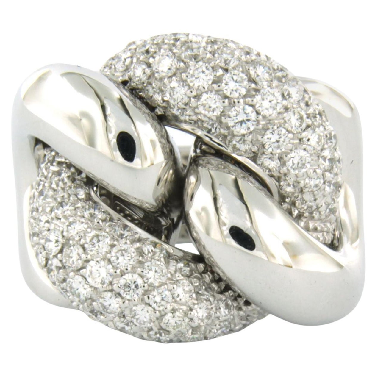 LEO PIZZO - Bague en or blanc 18 carats sertie de diamants jusqu'à 2,50 carats en vente