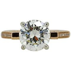 AGS Certified 3.35 Carat Round Diamond Gold Ring 4