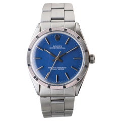 Used Rolex Steel Oyster Perpetual Thunderbird Bezel Custom Blue Dial, Early 1970's