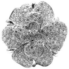 Chanel Large Camelia Flower Diamond Gold Ring 2
