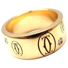 Cartier Diamond Gold Logo Band Ring