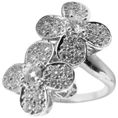 Van Cleef & Arpels Diamond Gold Double Trefle Flower Ring