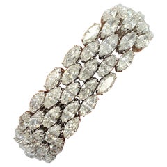 Emilio Jewelry 34.00 Carat Marquise Diamond Bracelet 