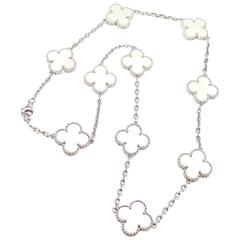 Van Cleef & Arpels Vintage Alhambra Mother Of Pearl Gold 10 Motif  Necklace