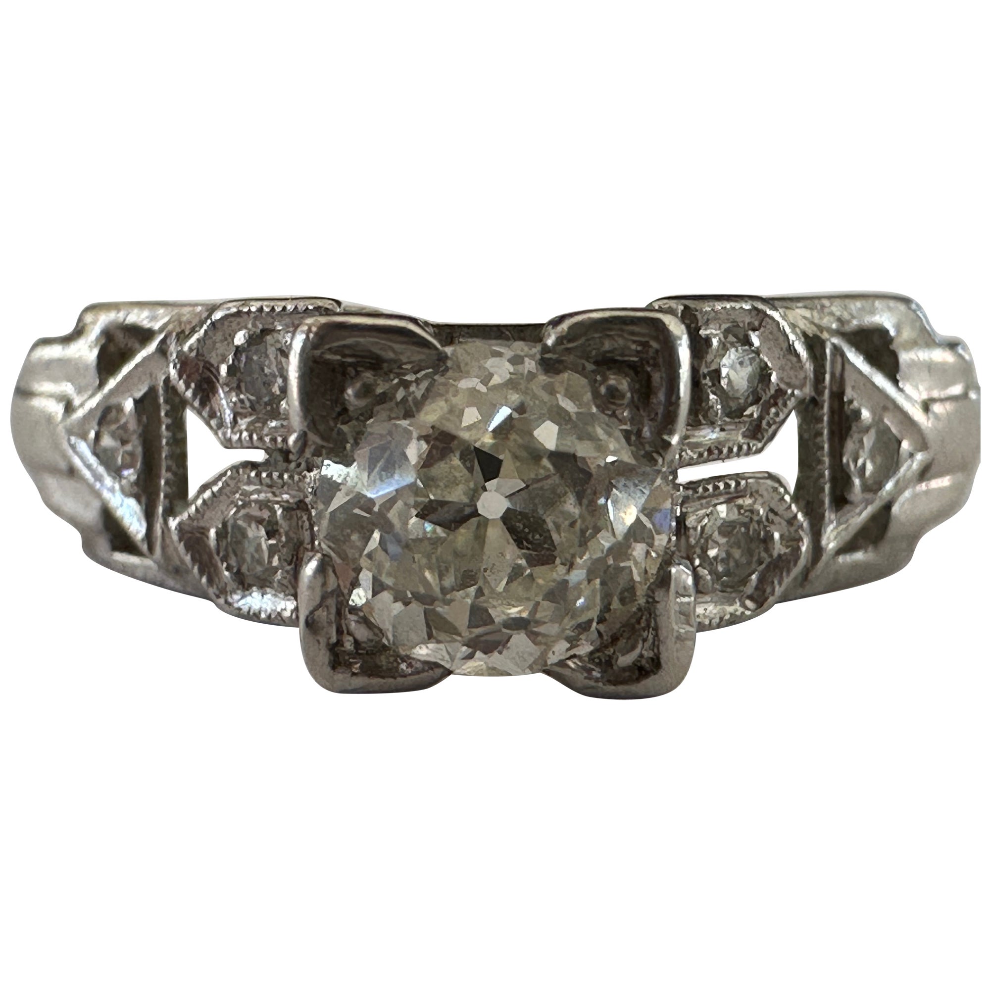 Art Deco 0.52-Carat Diamond Engagement Ring  For Sale
