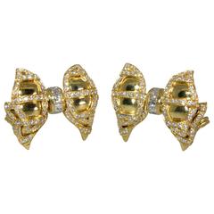 Diamond Gold Bow Motif Earrings 6