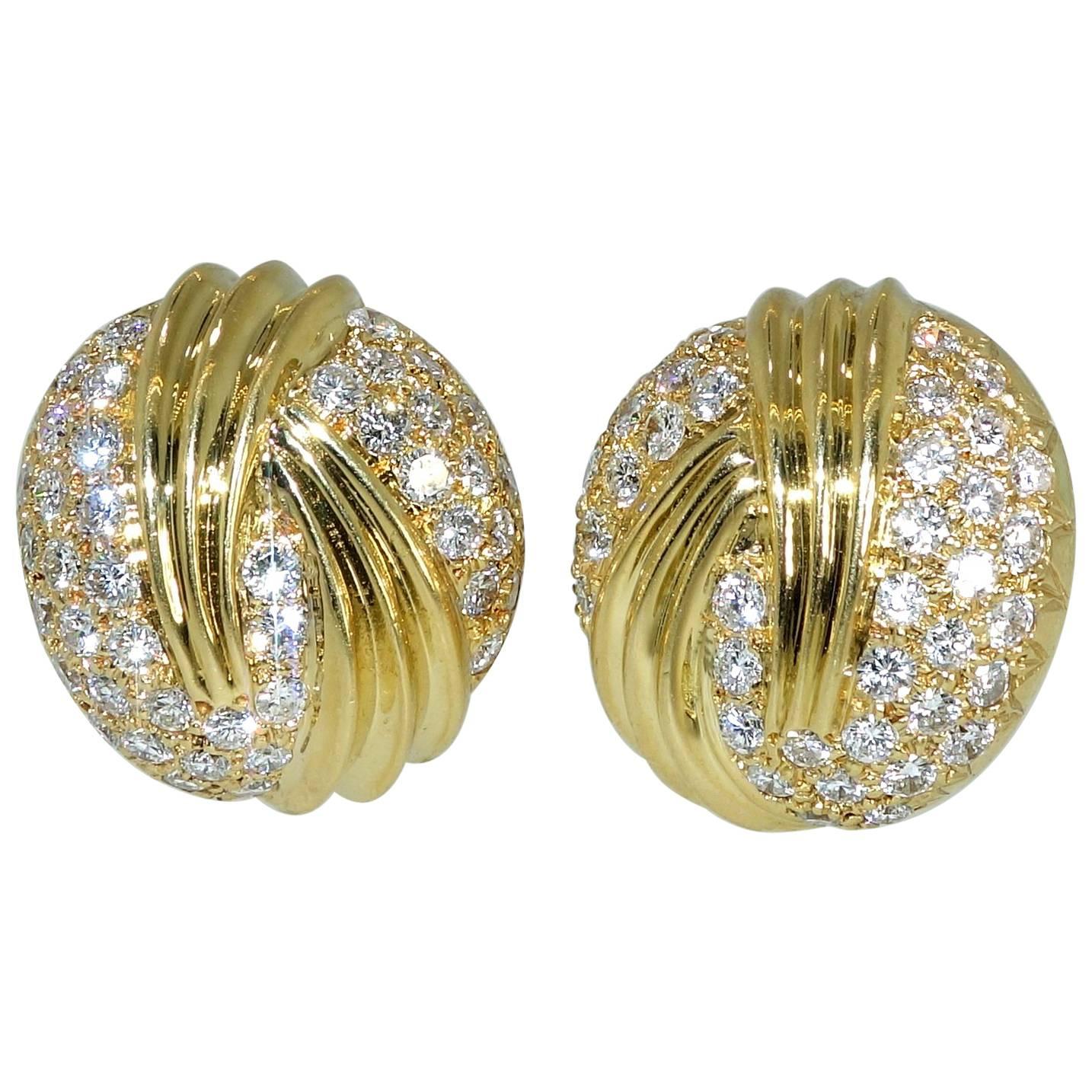 Fine Diamond Gold Earrings