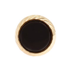 Vintage Mod Inspired Black Onyx Yellow Gold Dome Ring