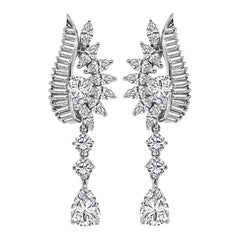 GIA Certified 2.58ct Pear Shape Diamond 5.00ct Diamond Dangling Earrings