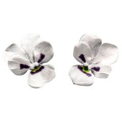 Vintage JAR Aluminum and Gold Pansy Earrings