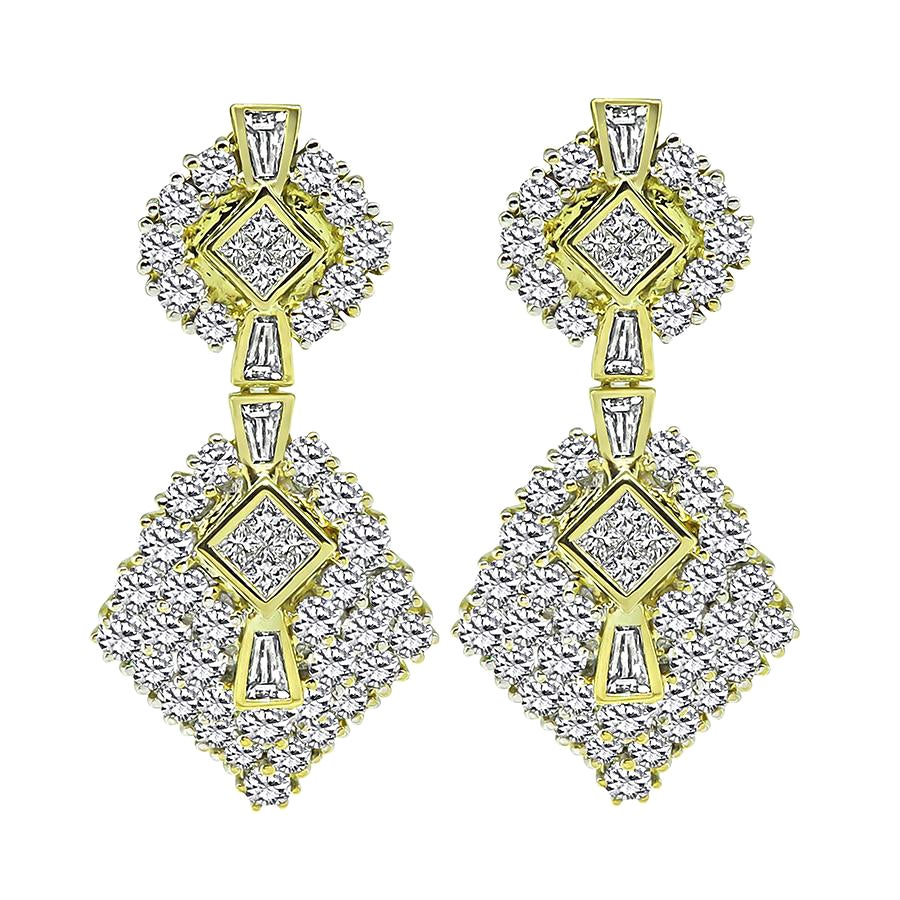 10.00ct Diamond Gold Dangling Earrings