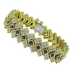 13.44ct Diamond 5.60ct Sapphire Gold Bracelet