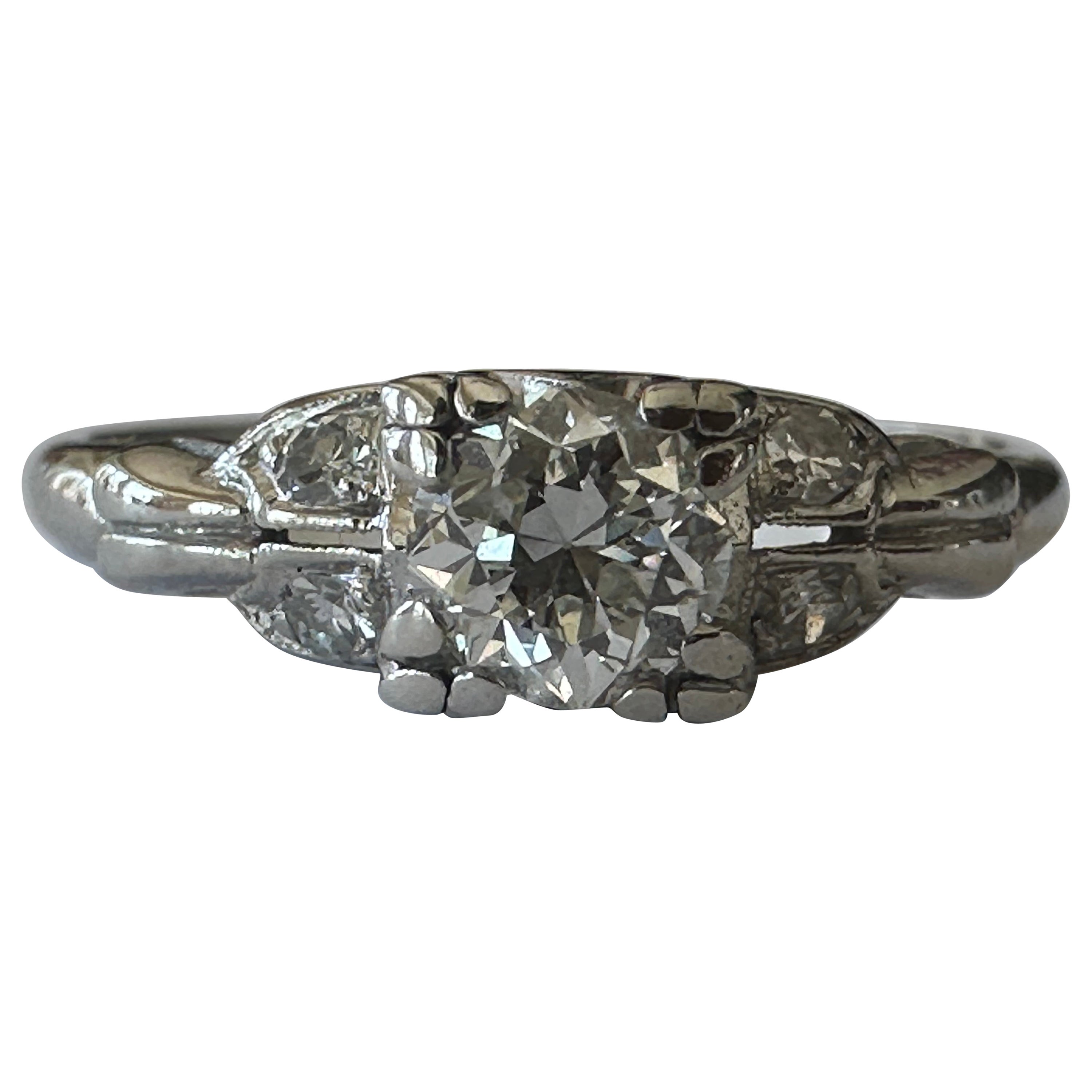 Art Deco 0.35-Carat Diamond Engagement Ring 