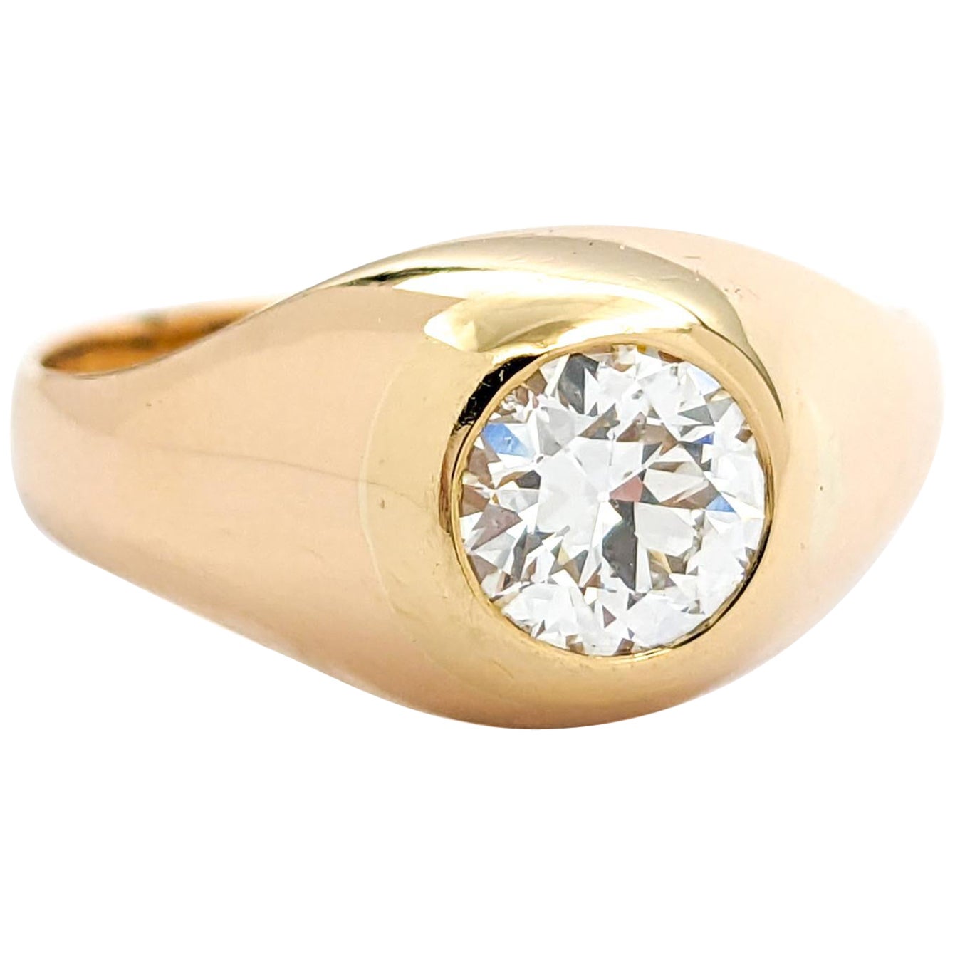 1.10ct Old European Diamond Ring In Yellow Gold For Sale