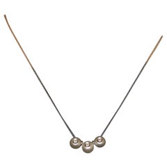 Galatea Cultured Pearl & Diamond Three-Stone Necklace 18" White Gold 14k .12ctw