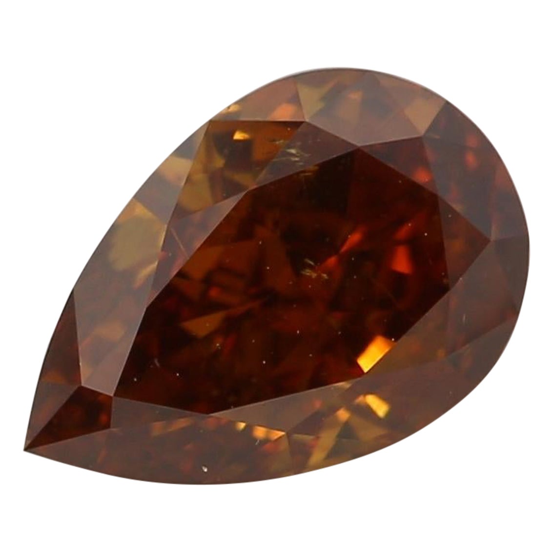 1.00 Carat Fancy Deep Brown Orange Pear cut diamond i1 Clarity GIA Certified For Sale