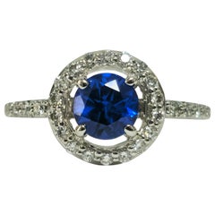 Used, Blue Sapphire & Diamond Ring For Womens