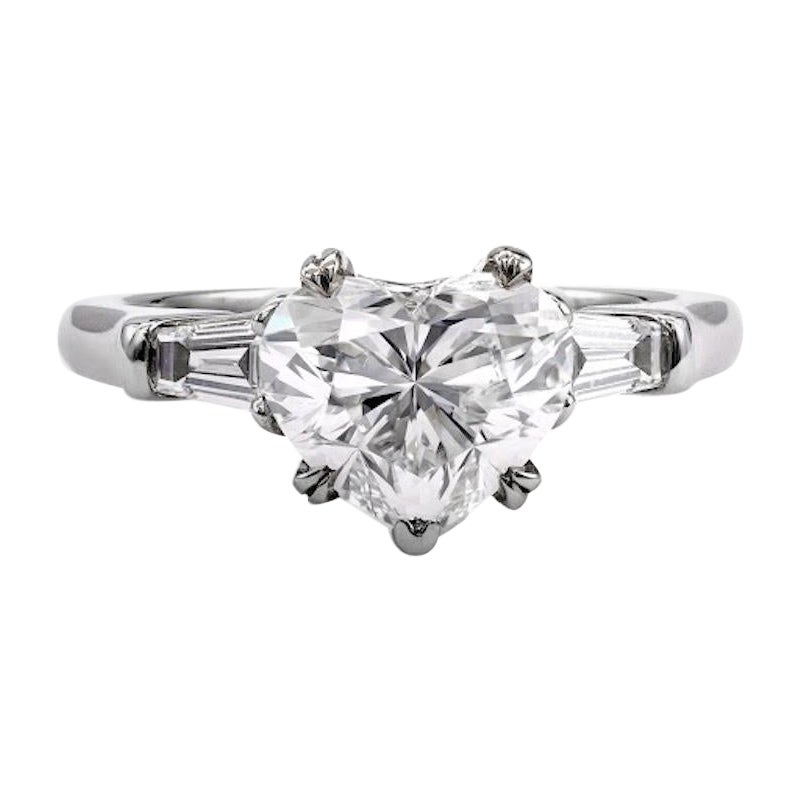 Harry Winston GIA 2.01 Carat Heart Cut Diamond Platinum Ring For Sale