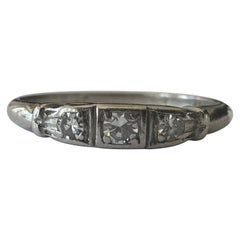 Retro Art Deco Three Stone Diamond Band 