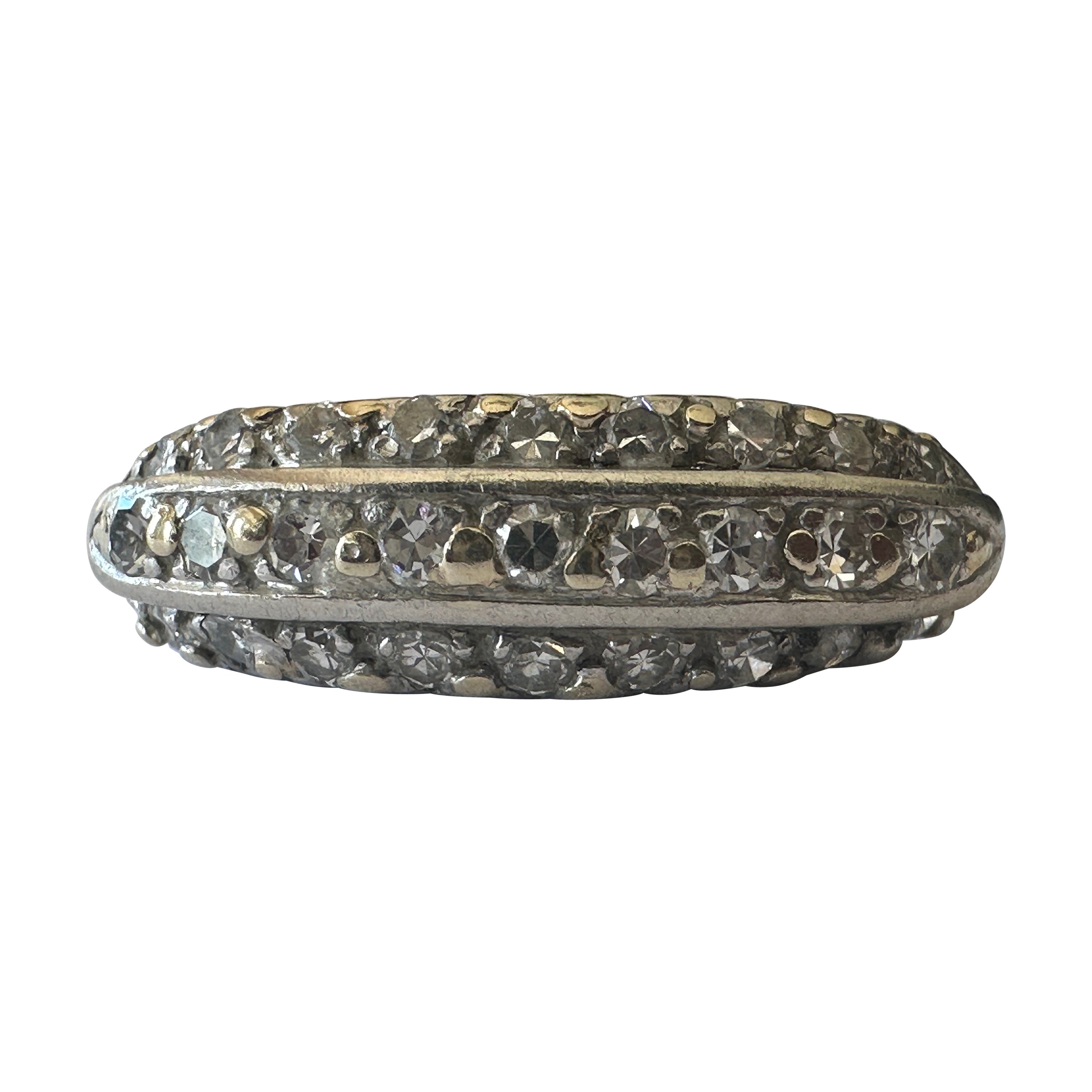 Art Deco Three Row Diamond and Platinum Band
