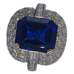 GIA Certified 5 Carat No Heat Royal Blue  Sapphire Ring