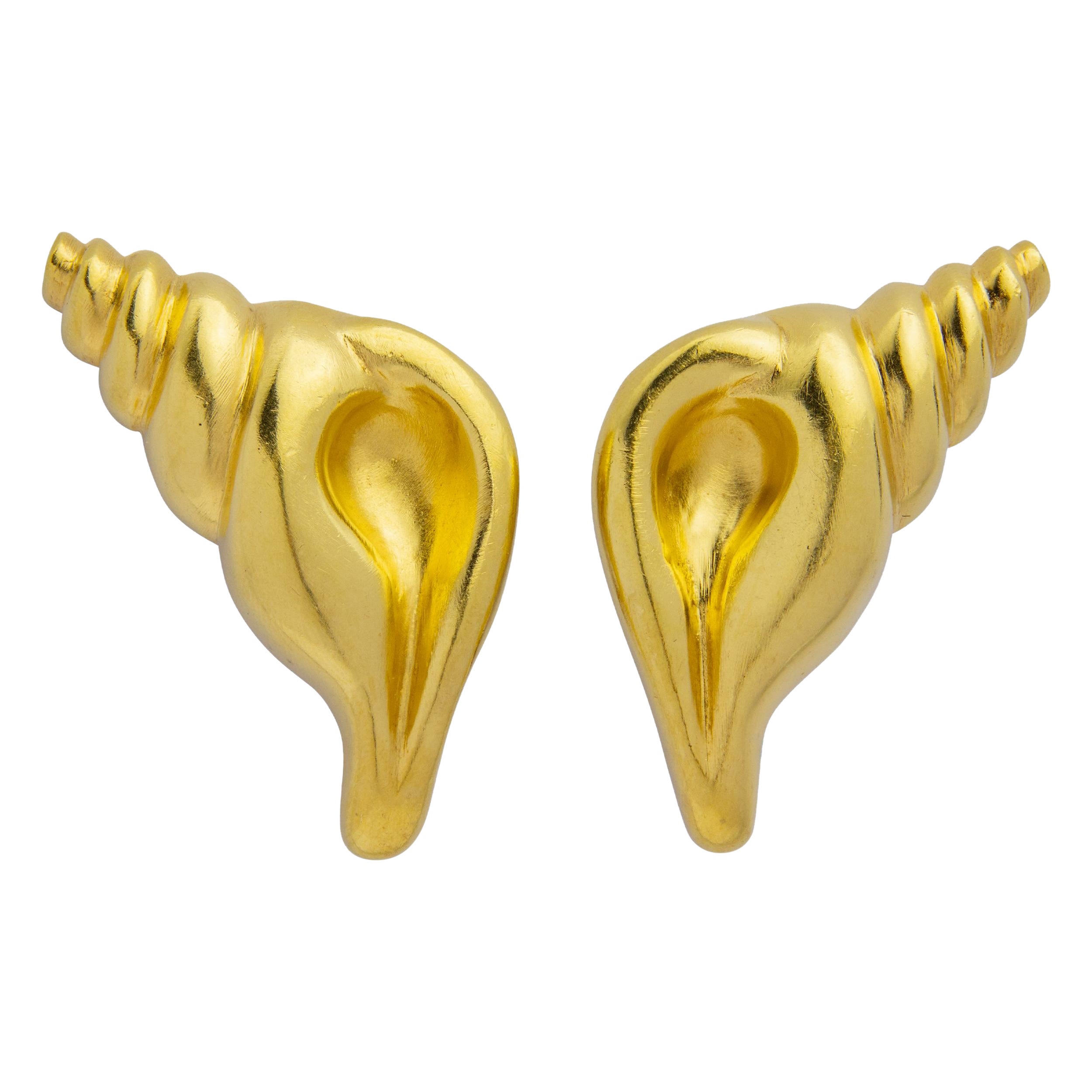 18 Karat Seashell Ear Clips by Ilias Lalaounis