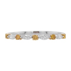 Round Yellow Diamond and White Marquise Diamond Band Ring made in 18K Gold