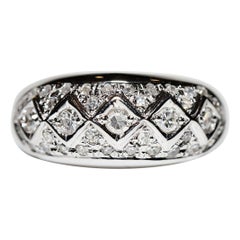 Vintage Circa 1980 Gold 18k Natural Diamond Decorated Band Ring (Bague en or 18k décorée de diamants naturels) 