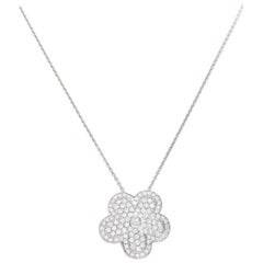 18 kt. Pendentif / collier à fleurs en or blanc de 1,18 carat Diamants