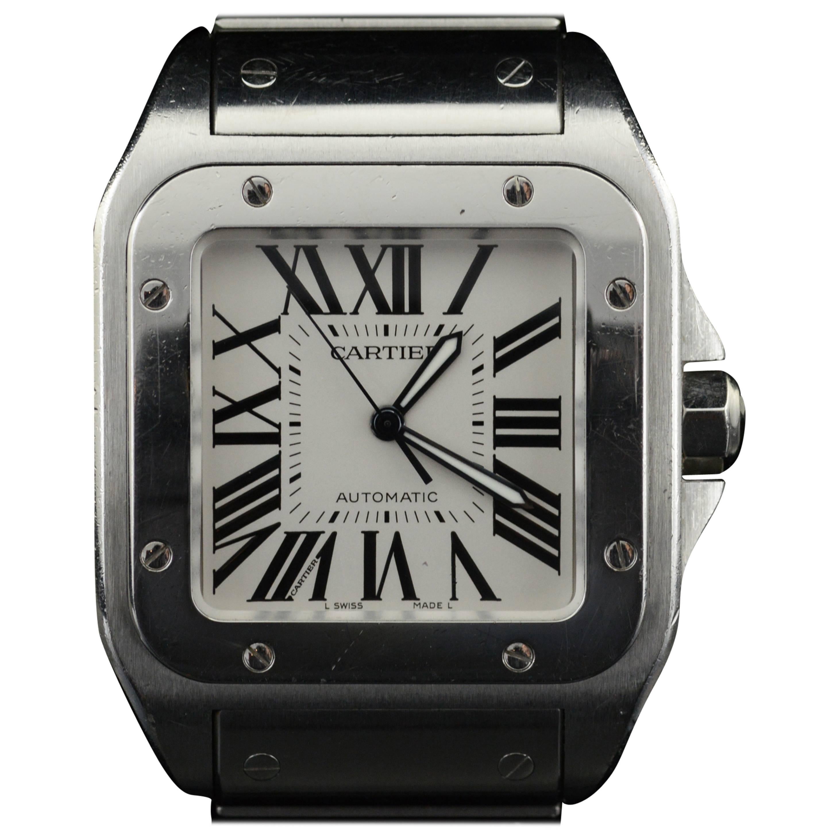 Cartier Stainless Steel Santos 100 XL 38mm Case Automatic Wristwatch