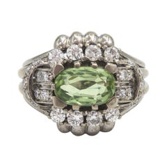 Peridot Diamant Weißgold Cocktail Ring