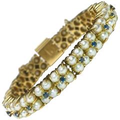 Tiffany & Co. Pearl Sapphire Gold Bracelet