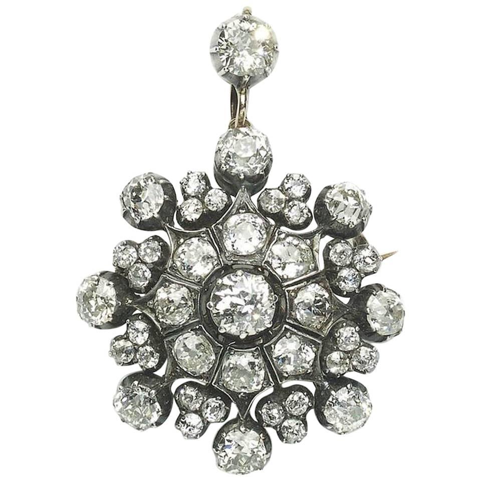 Antique Diamond Silver Gold Snowflake Pendant