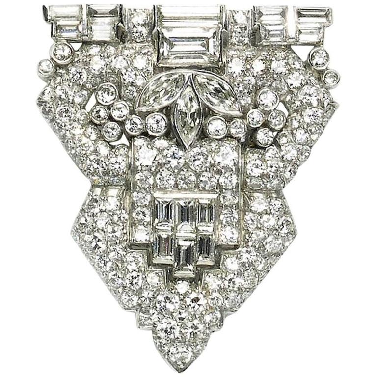 Art Deco Diamond Clips For Sale at 1stdibs