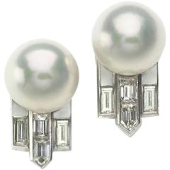 Pearl Diamond Gold Earrings 11