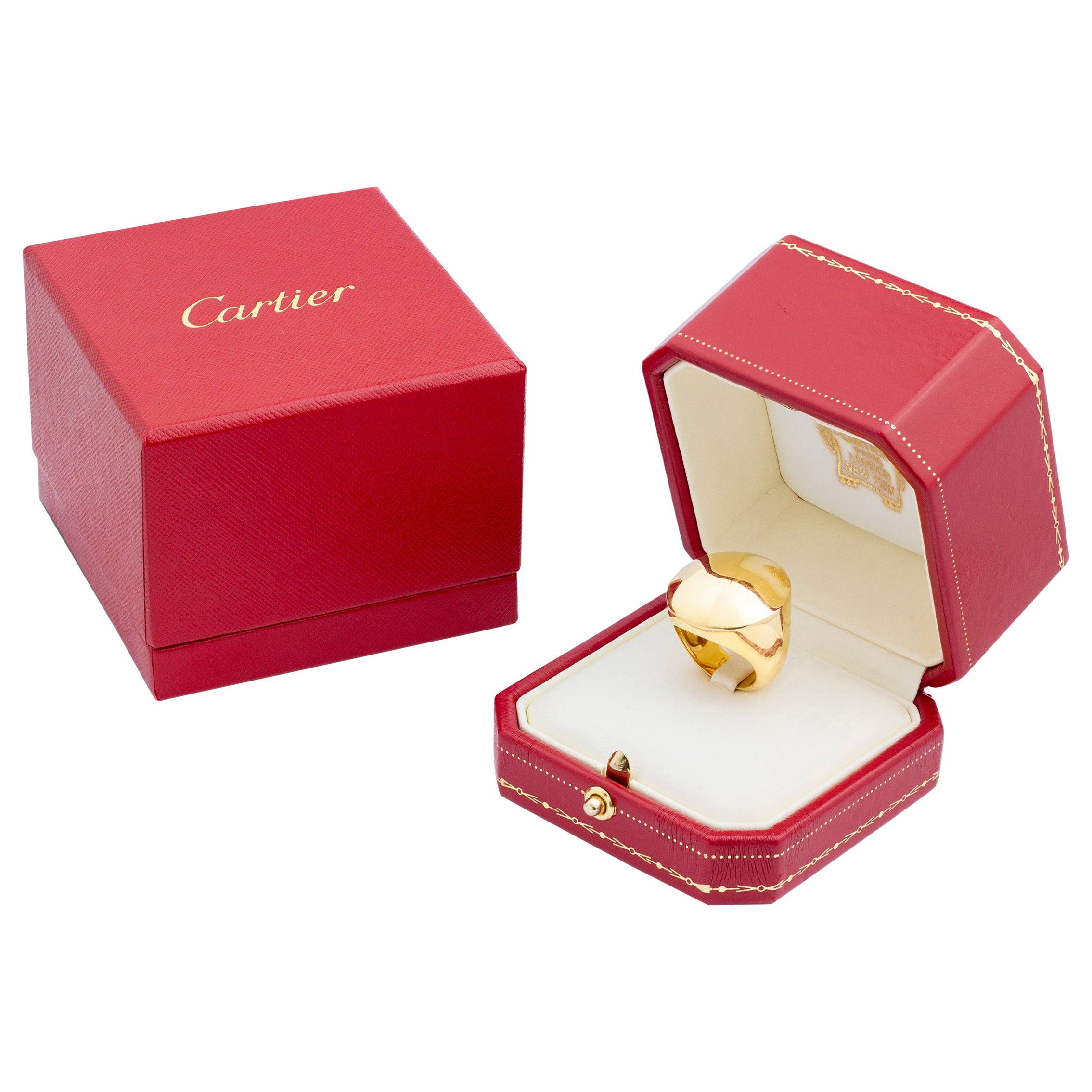 Cartier 18 Karat Yellow Gold 'Jeton Sauvage' Ring With Box & Papers For Sale