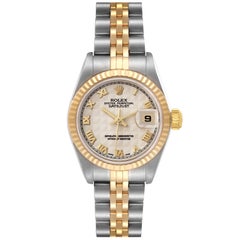 Rolex Datejust Steel Yellow Gold Ivory Pyramid Dial Ladies Watch 79173