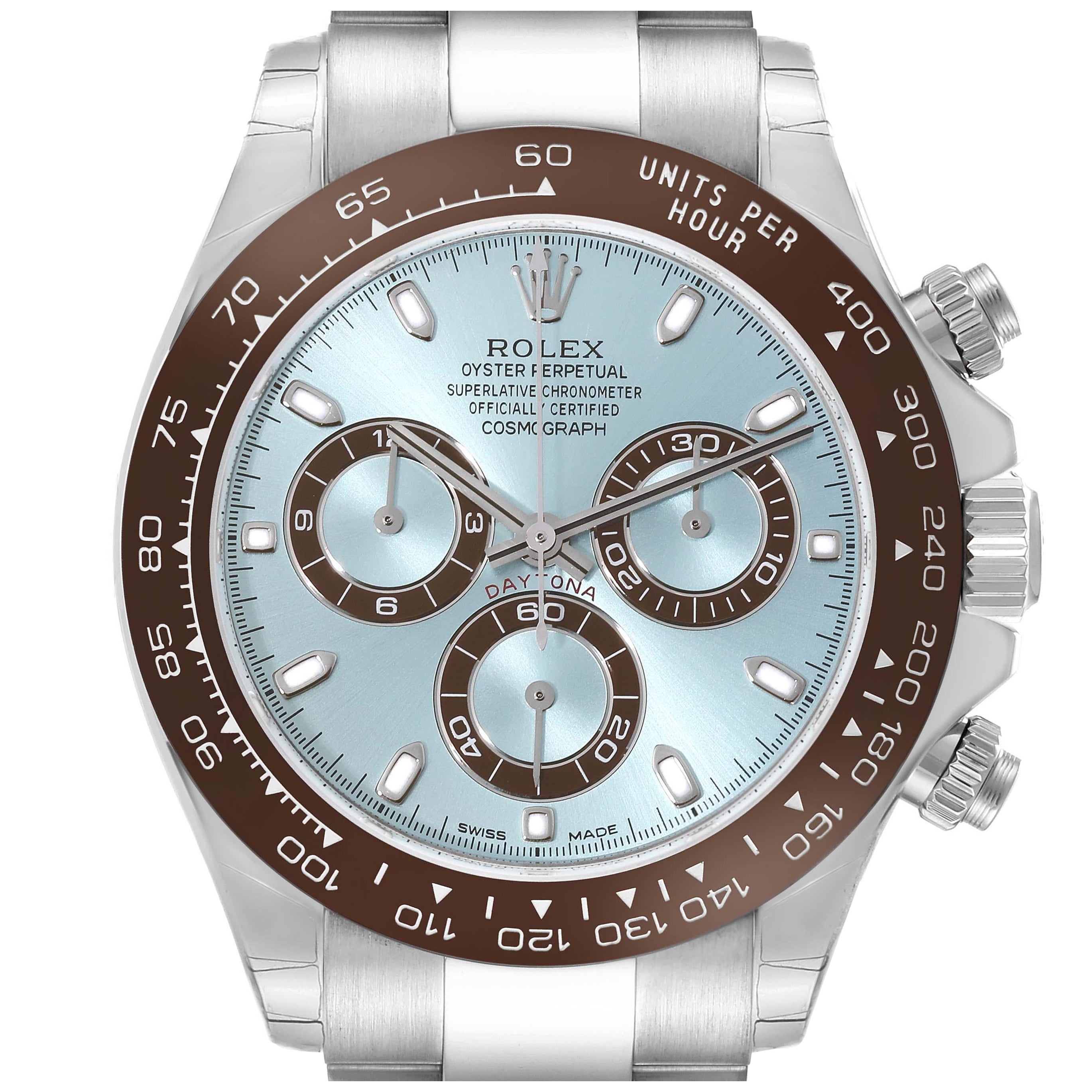 Rolex Daytona Eisblaue Platin-Chronograph-Herrenuhr 116506 Ungetragen im Angebot