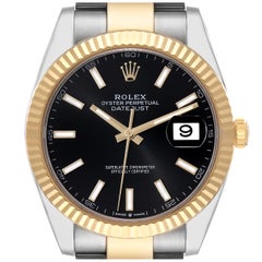 Rolex Datejust 41 Steel Yellow Gold Black Dial Mens Watch 126333 Box Card