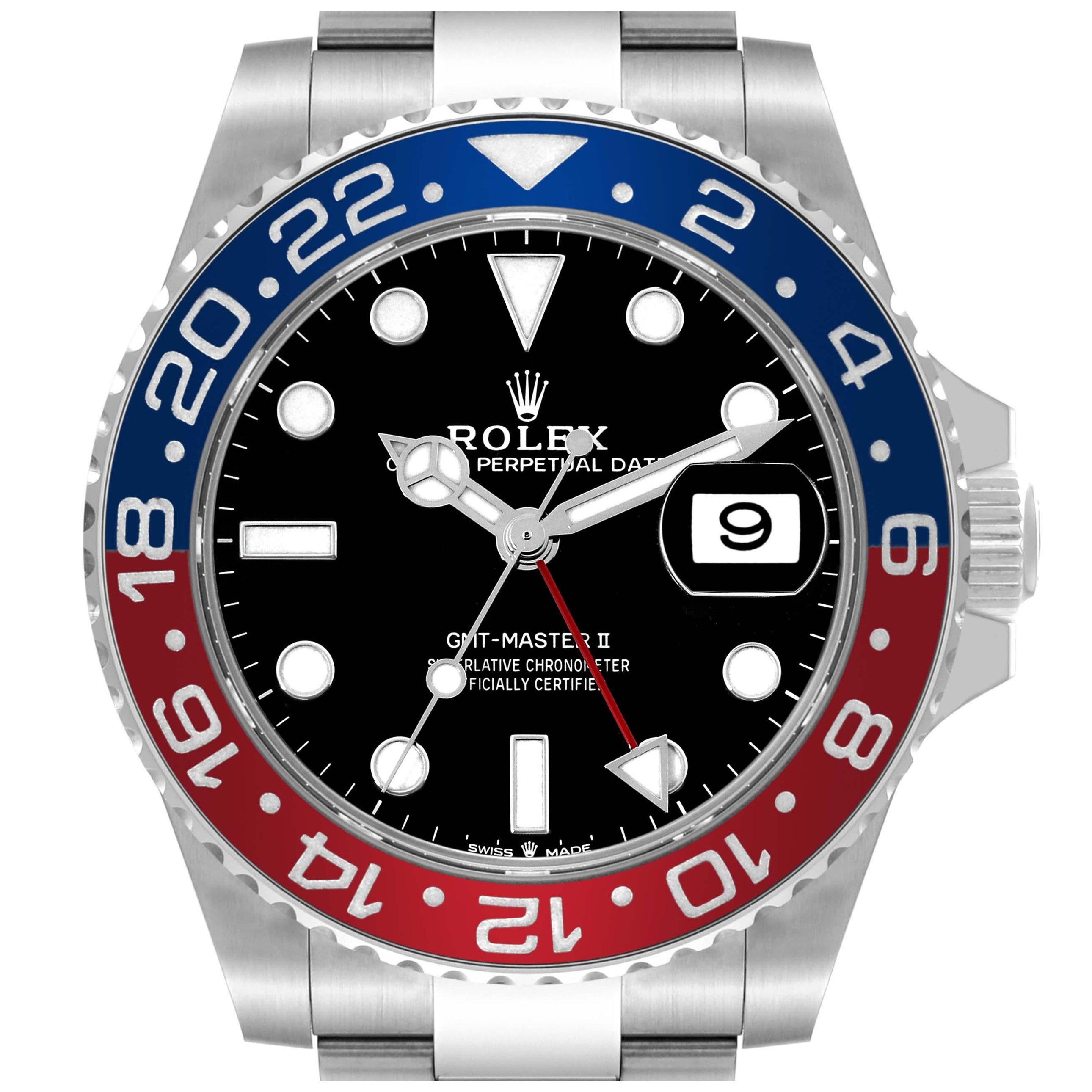 Rolex GMT Master II Blue Red Pepsi Bezel Steel Mens Watch 126710 Unworn For Sale