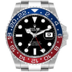 Rolex GMT Master II Blau Rot Pepsi Lünette Stahl Herrenuhr 126710 Ungetragen