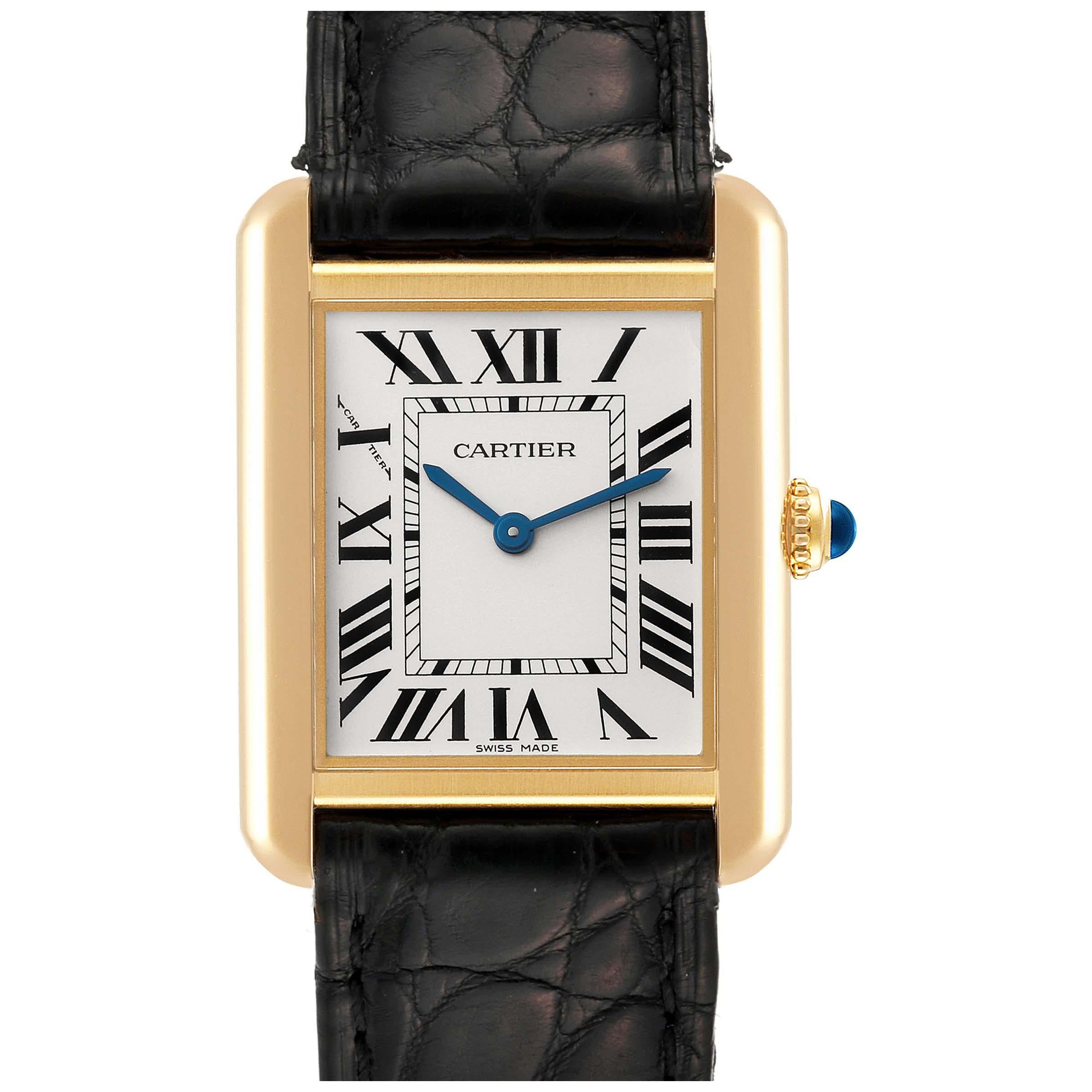 Cartier Tank Solo Yellow Gold Steel Silver Dial Ladies Watch W5200002 Card