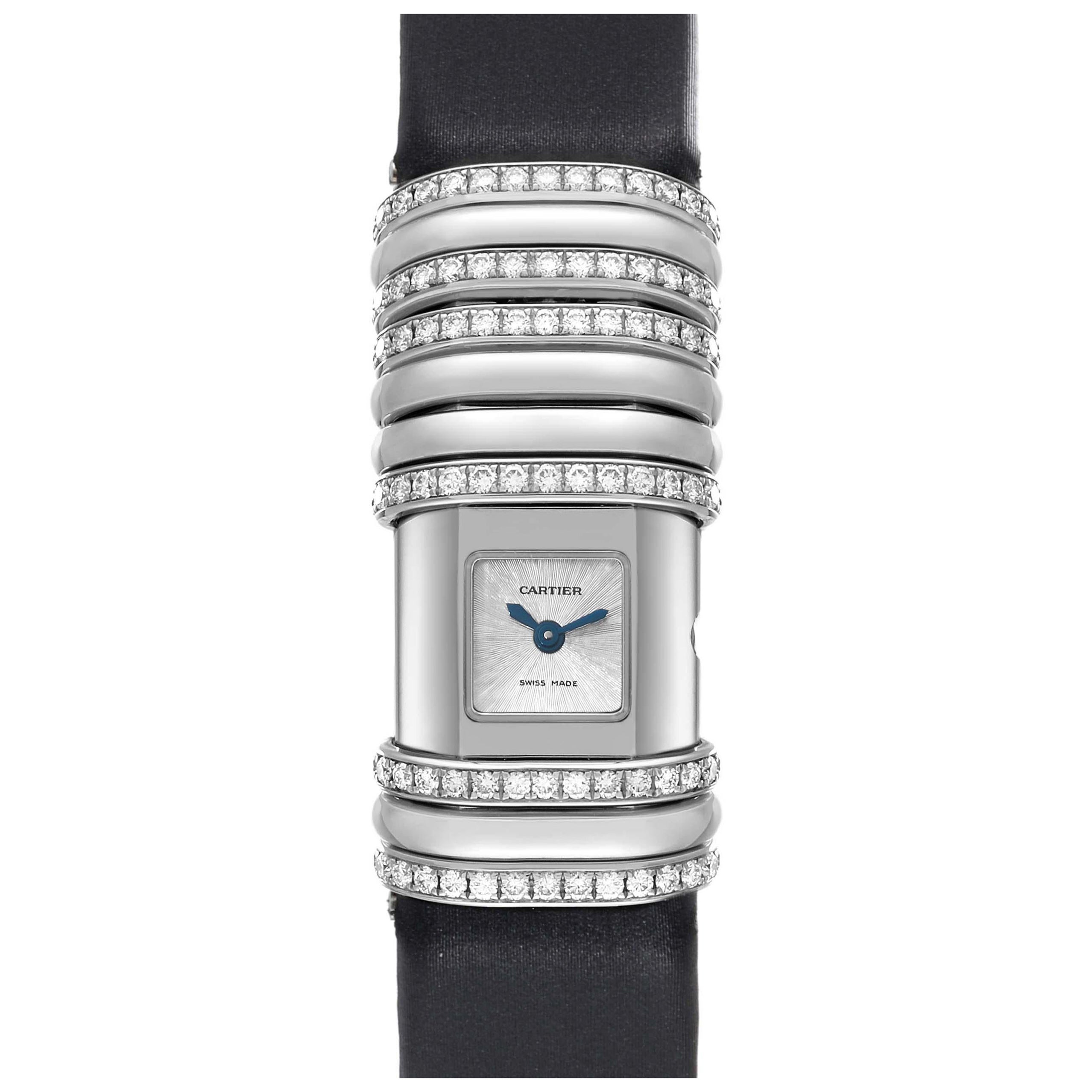 Cartier Declaration White Gold Titanium Diamond Ladies Watch WT000450 For Sale