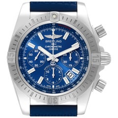 Used Breitling Chronomat 44 Airbourne Blue Dial Steel Mens Watch AB0115 Box Card