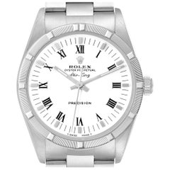 Rolex Montre Air King en acier avec cadran romain blanc de 34 mm pour hommes 14010