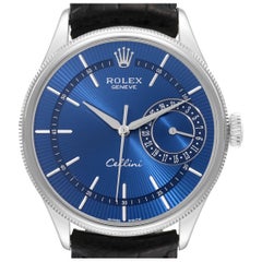Rolex Cellini Date White Gold Blue Dial Mens Watch 50519 Card